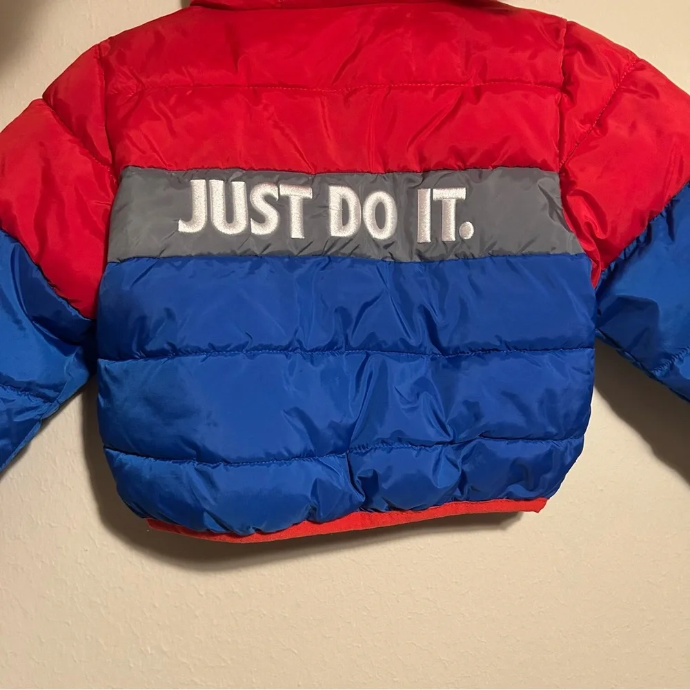 Nike Sportswear Toddler Boys Just Do It‎ Puffer Jacket Blue Red Size 2T